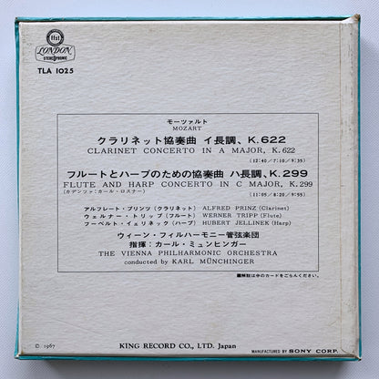 オープンリール/ プリンツ、ミュンヒンガー / モーツァルト：クラリネット協奏曲 / 国内盤 7号 4トラック 19cm/s (7 1/2IPS) ライナー LONDON TLA1025
