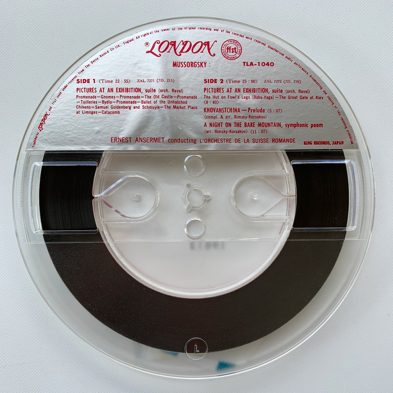 オープンリール/ スイス・ロマンド管弦楽団 / ムソルグスキー：組曲「展覧会の絵」 / 国内盤 7号 4トラック 19cm/s (7 1/2IPS) ライナー LONDON TLA-1040