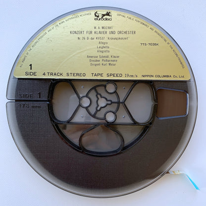オープンリール/ アンエローゼ・シュミット / モーツァルト：ピアノ協奏曲第26番、第20番 / 国内盤 7号 4トラック 19cm/s (7 1/2IPS) 帯・ライナー EURODISC 7TS-7035K