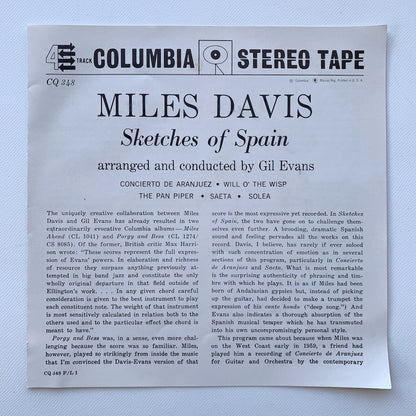 オープンリール/ MILES DAVIS / SKETCHES OF SPAIN / US盤 7号 4トラック 19cm/s (7 1/2IPS) インサート COLUMBIA CQ348