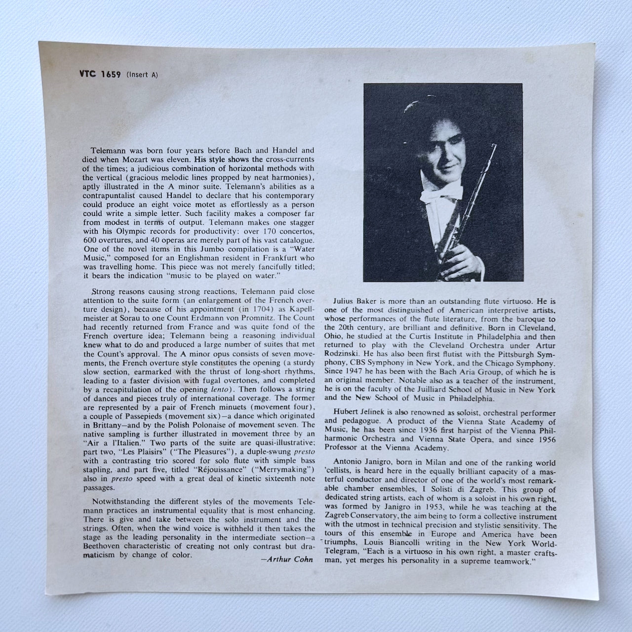 オープンリール/ ジュリアス・ベイカー / モーツァルト：フルートとハープのための協奏曲 他 / US盤 7号 4トラック 19cm/s (7 1/2IPS) インサート VANGUARD VTC1659