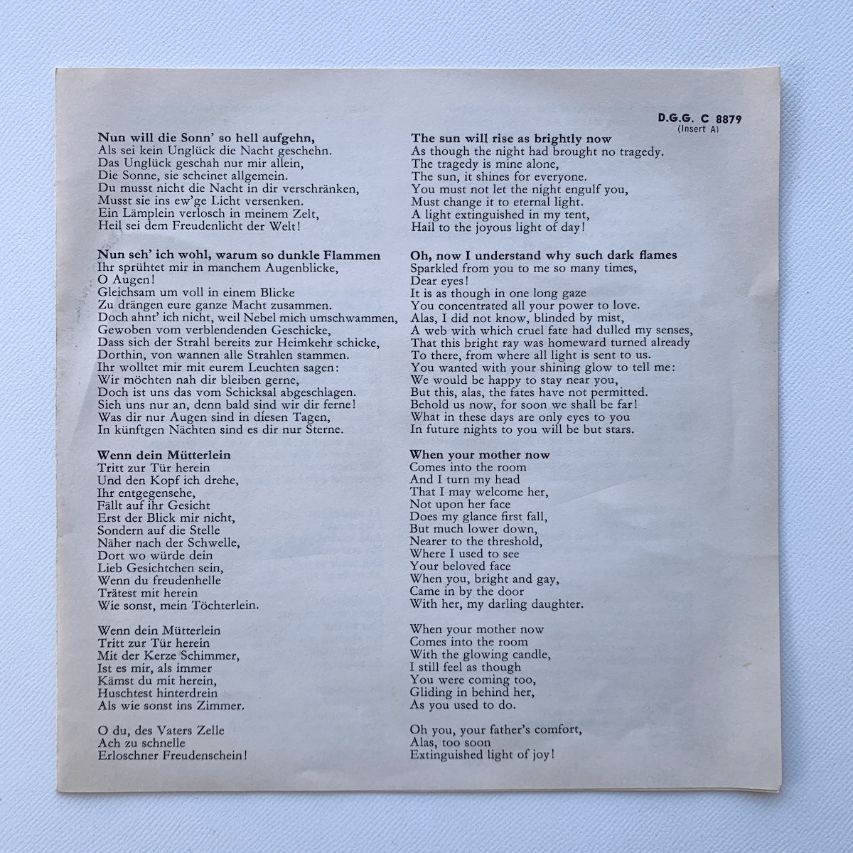 オープンリール/ ディースカウ、ベーム / マーラー：歌曲集「亡き子をしのぶ歌」他 / US盤 7号 4トラック 19cm/s (7 1/2IPS) インサート DGG C-8879