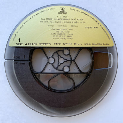 オープンリール/ ランパル、スーク、ルージイッチコヴァ / バッハ：ブランデンブルク協奏曲第5番 他 / 国内盤 7号 4トラック 19cm/s (7 1/2IPS) 帯・ライナー ERATO 7TS-7014RE