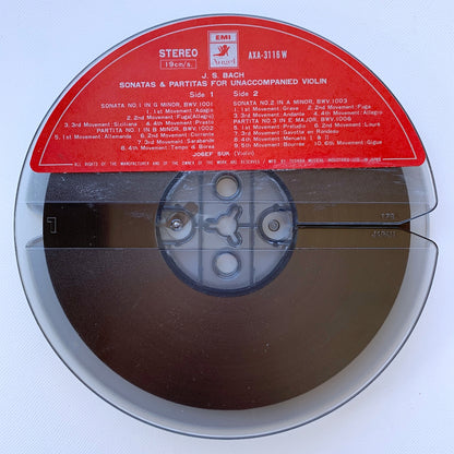 オープンリール/ ヨゼフ・スーク / J.S.バッハ：無伴奏ヴァイオリンのためのソナタとパルティータ(全曲) / 国内盤 2本組 7号 4トラック 19cm/s (7 1/2IPS) ライナー EMI AXA-3116W