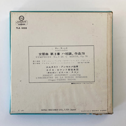 オープンリールテープ / エルネスト・アンセルメ / サン＝サーンス：交響曲第3番「オルガン」 / 7号 19cm/s (7 1/2IPS) 4トラック 日本盤 ライナー(若干シミ) / LONDON