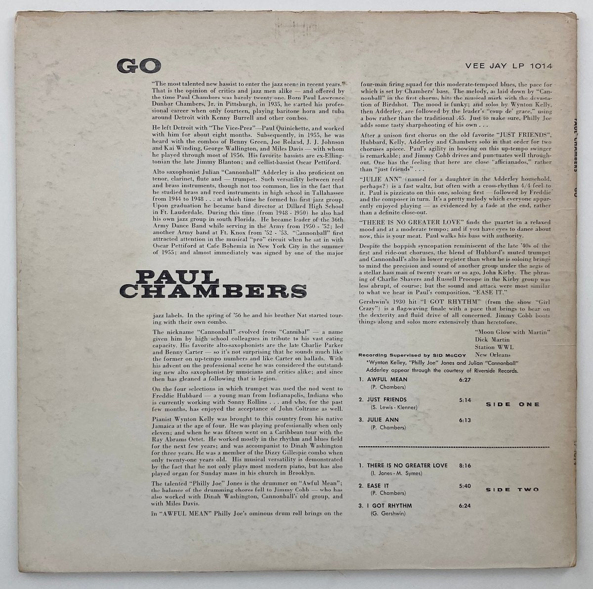 LP/ PAUL CHAMBERS / GO… / ポール・チェンバース / US盤 レインボーラベル VEE JAY VJLP1014