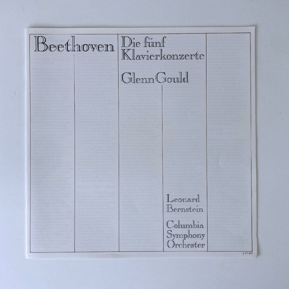 LP/ グールド、バーンスタイン 他 / ベートーヴェン：ピアノ協奏曲集 / オランダ盤 4枚組 ブックレット・白スリーヴ CBS SONY S77409