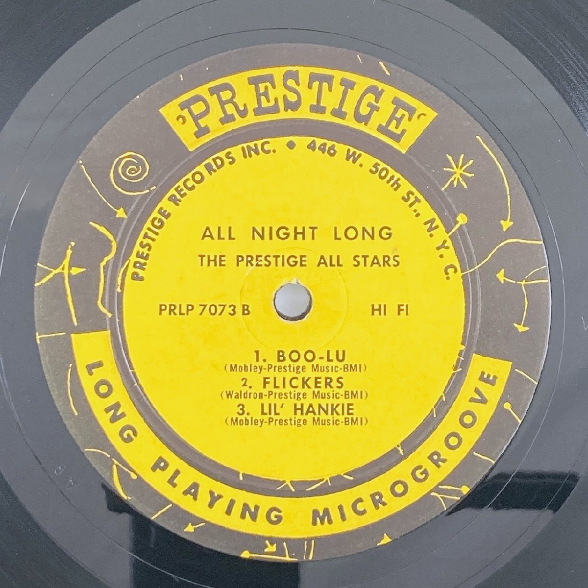 LP/ PRESTIGE ALL STARS / ALL NIGHT LONG / US盤 US盤 オリジナル NYCラベル DG RVG コーティング PRESTIGE PRLP7073