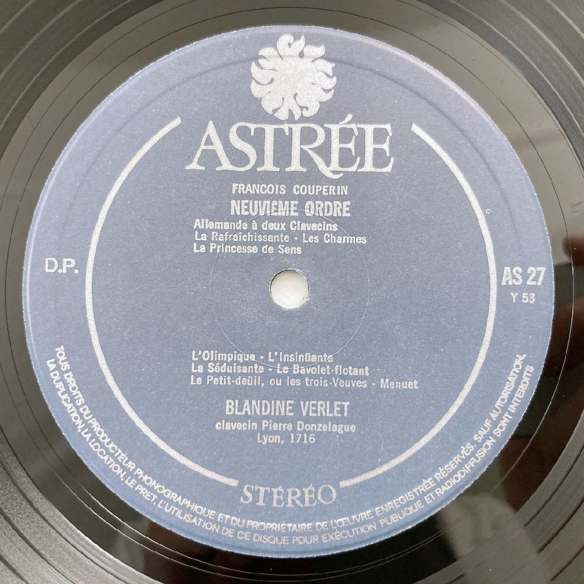 LP/ ブランデーヌ・ヴェルレ / クープラン：クラヴサン組曲第3番、 第4番 / フランス盤 コーティングJK ASTREE AS27