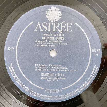 LP/ ブランデーヌ・ヴェルレ / クープラン：クラヴサン組曲第3番、 第4番 / フランス盤 コーティングJK ASTREE AS27