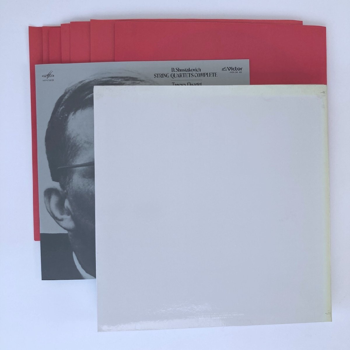 LP/ タネーエフ弦楽四重奏団 / ショスタコーヴィチ：弦楽四重奏曲全集 / 国内盤 帯・ライナー・インナー VICTOR VICX-36~42