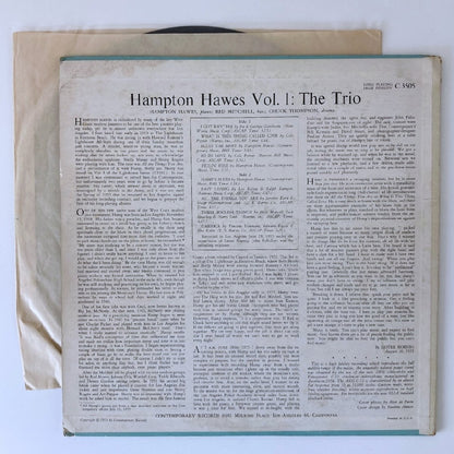 LP/ HAMPTON HAWES / HAMPTON HAWES VOL. 1 / ハンプトン・ホーズ / US盤 黄色ラベル DG 青ジャケ CONTEMPORARY C3505