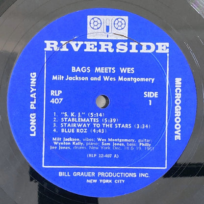 LP/ MILT JACKSON & WES MONTGOMERY / BAGS MEETS WES! / ミルト・ジャクソン / US盤 青大ラベル DG RIVERSIDE RLP407