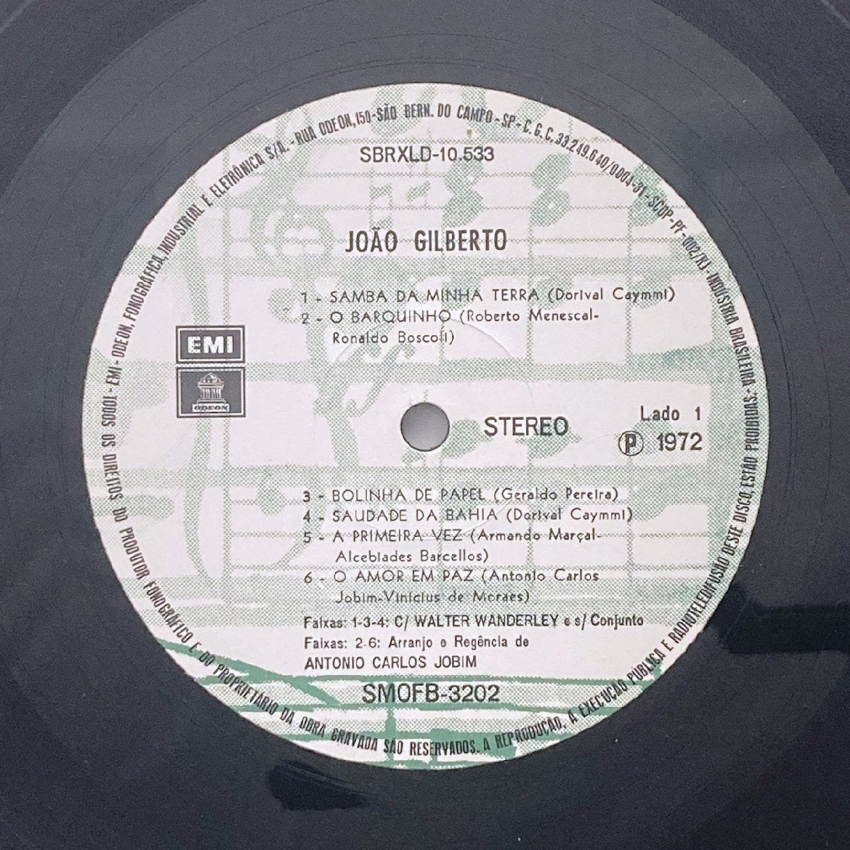 LP/ JOAO GILBERTO / JOAO GILBERTO / ジョアン・ジルベルト / ブラジル盤 72年プレス ODEON SMOFB-3202