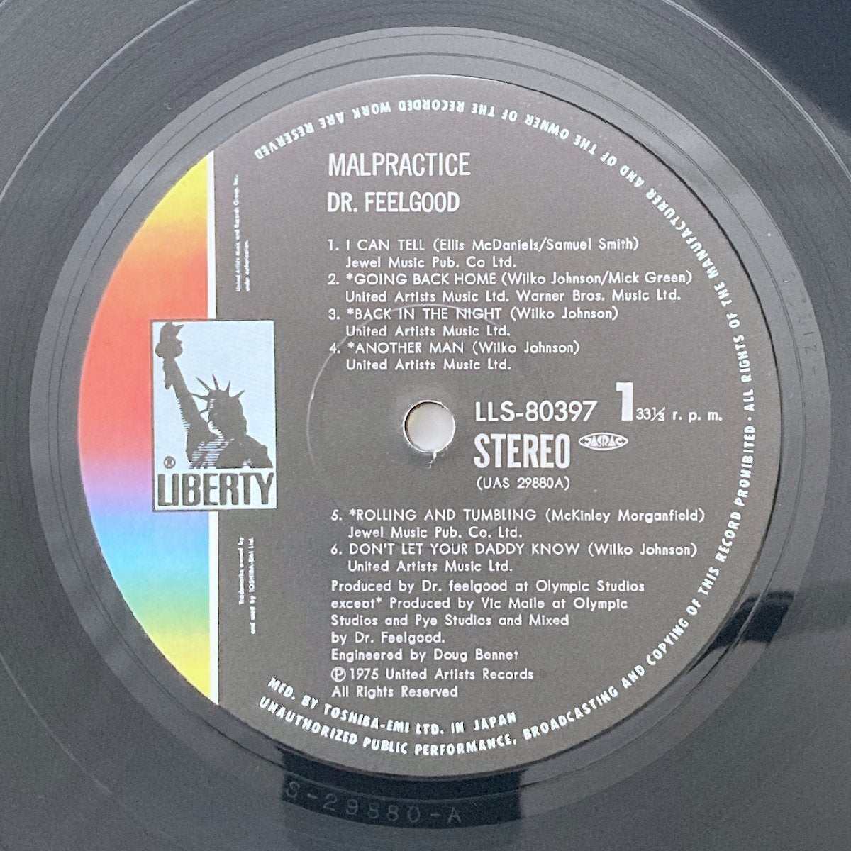 LP/ DR. FEELGOOD / MALPRACTICE / ドクター・フィールグッド / 国内盤 帯・ライナー LIBERTY LLS-80397