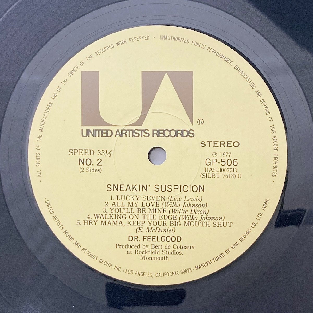 LP/ DR. FEELGOOD / SNEAKIN' SUSPICION / ドクター・フィールグッド / 国内盤 帯・ライナー UNITED ARTISTS GP-506