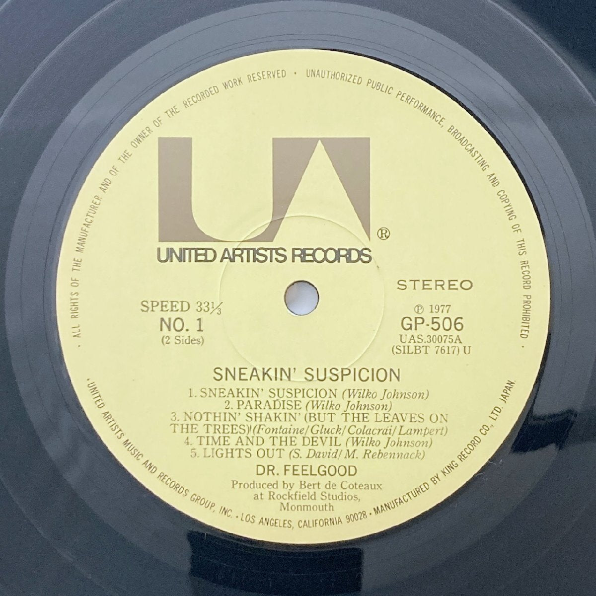 LP/ DR. FEELGOOD / SNEAKIN' SUSPICION / ドクター・フィールグッド / 国内盤 帯・ライナー UNITED ARTISTS GP-506