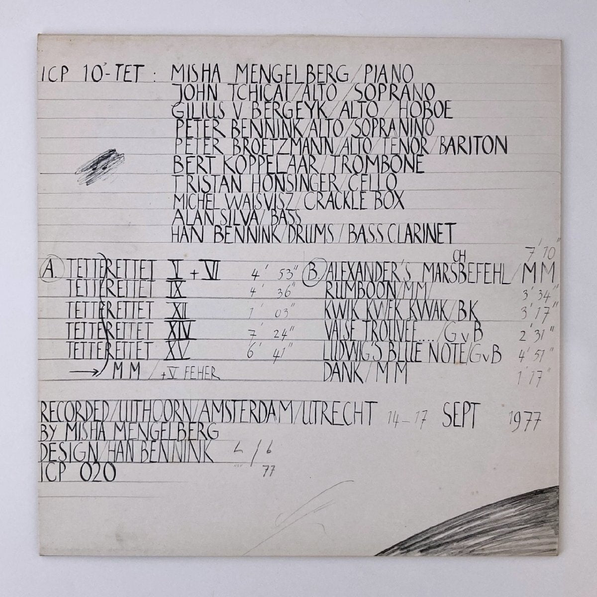 LP/ ICP TENTET / TETTERETTET / オランダ盤 オリジナル INSTANT COMPOSERS POOL ICP020
