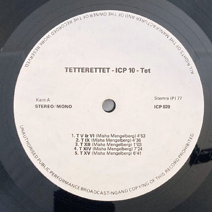 LP/ ICP TENTET / TETTERETTET / オランダ盤 オリジナル INSTANT COMPOSERS POOL ICP020