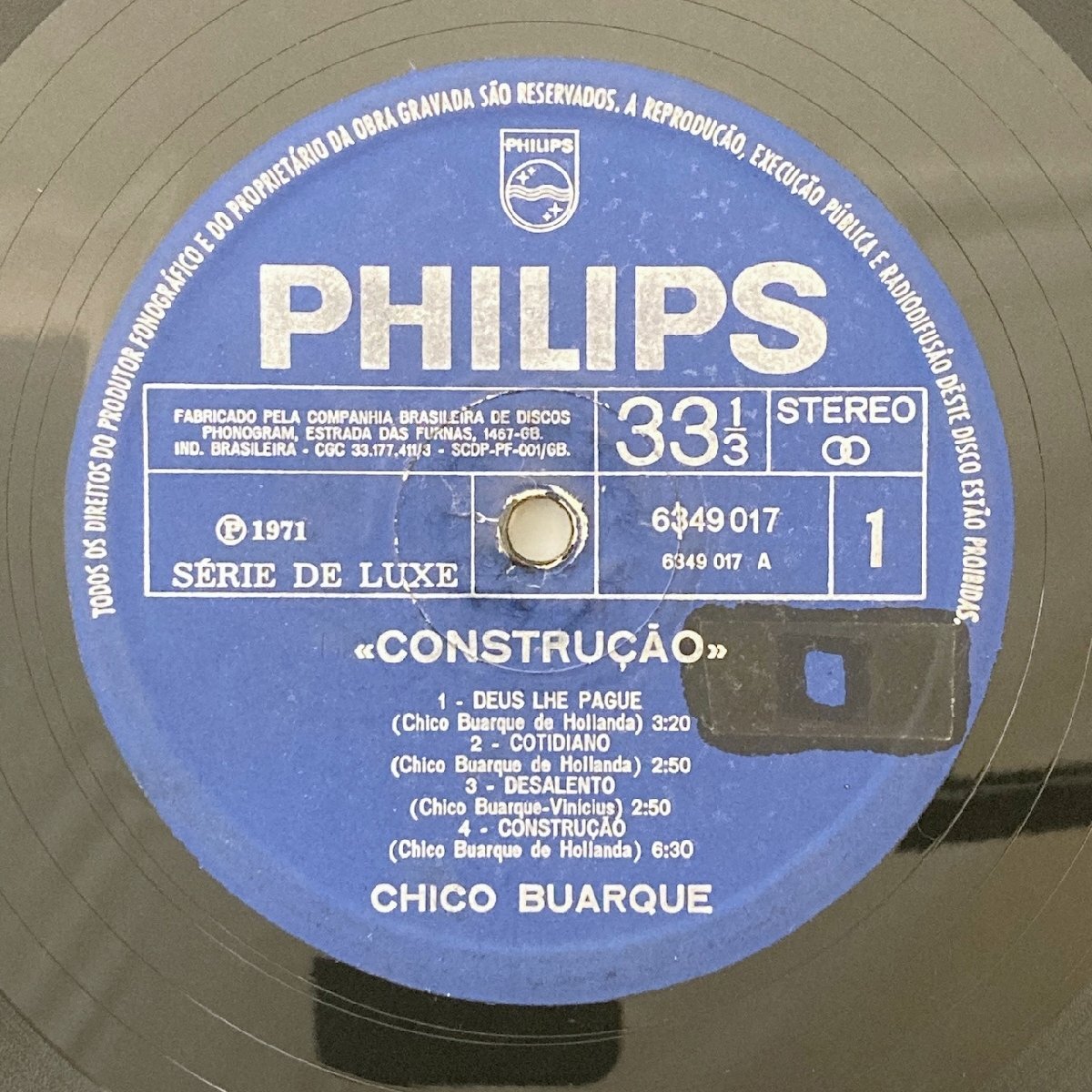 LP/ CHICO BUARQUE / CONSTRUCAO / シコ・ブアルキ / ブラジル盤 オリジナル PHILIPS 6349017